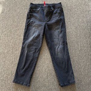 Spanx straight leg jeans vintage black pull on size L petite